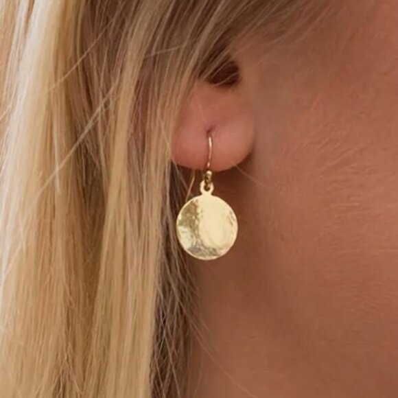 Vintage Style Round Hammer Texture Pendant Earrings - Picture 3 of 3